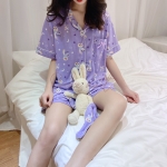 Pyjama Femme Lapin Violet Manches Courtes