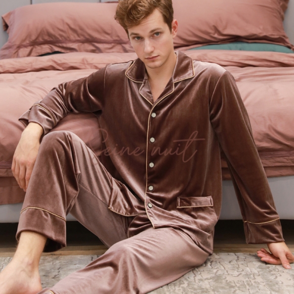 Pyjama Velours Homme Brun