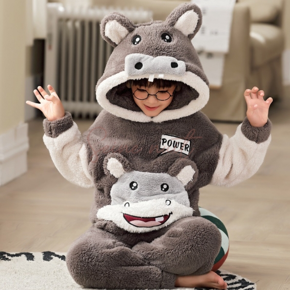 Pyjama Ado Garçon Hippopotame Gris