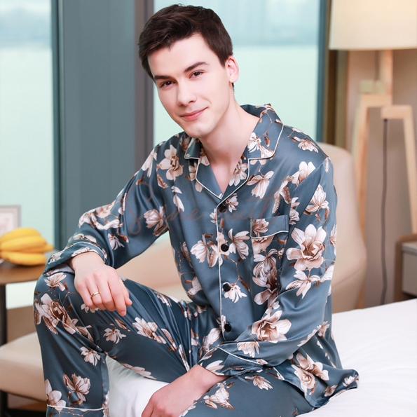 Pyjama Homme Eté Fleur Bleue