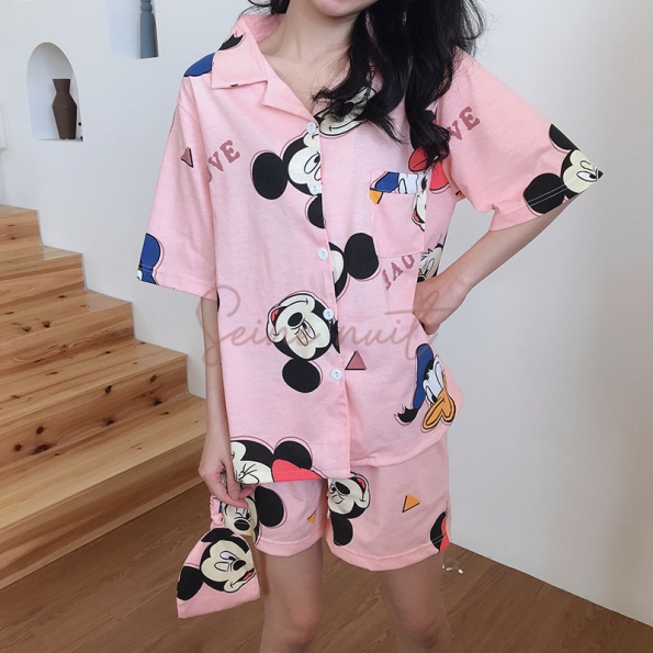 Pyjama Disney Mickey Manches Courtes Rose