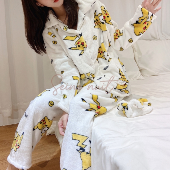 Pyjama Pilou Pilou Jaune Pikachu Blanc