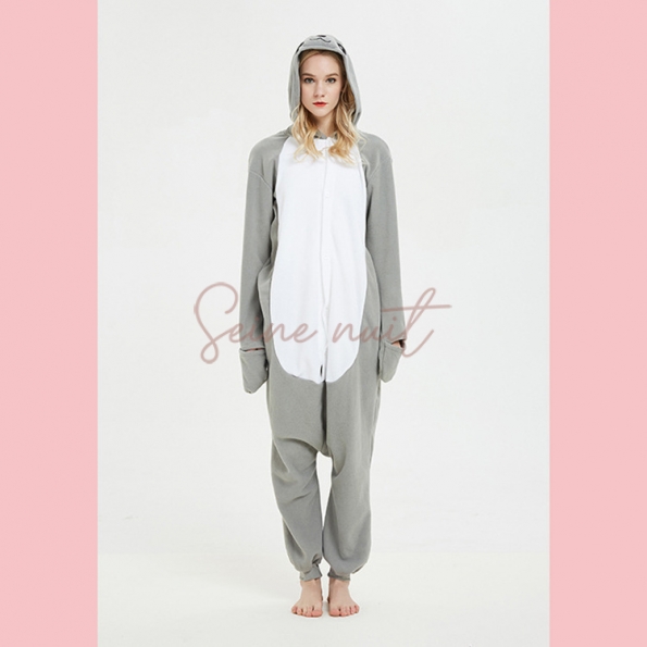 Combinaison Pyjama Mignon de Bande Dessinée de Phoque Gris