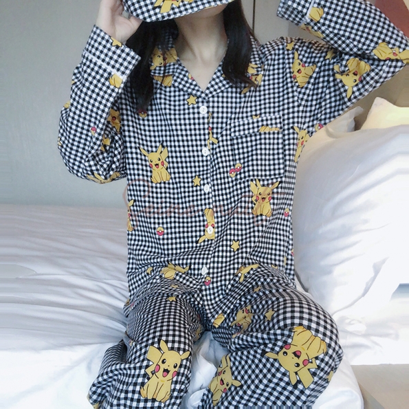 Pyjama Disney Pikachu Manches Longues Noir et Blanc