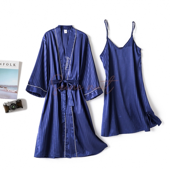 Pyjama Femme d'été Sexy Deux Pièces Bleu Marine