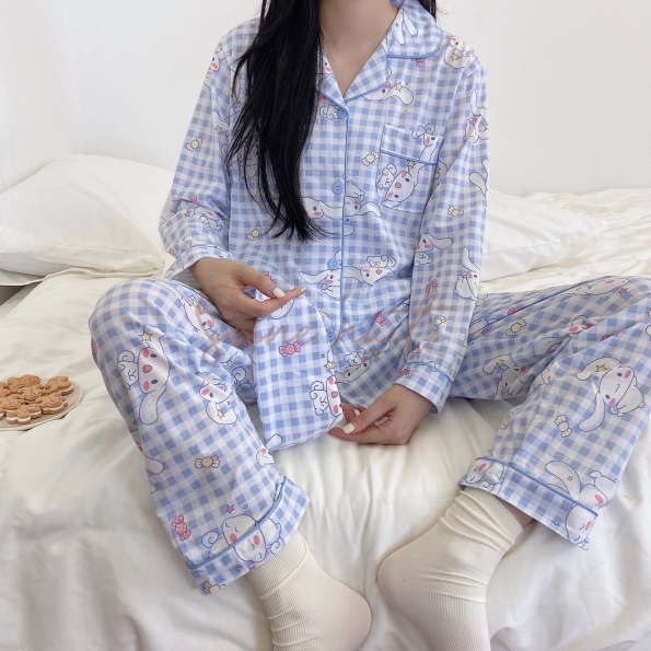 Pyjama Disney Femme Chien à la Cannelle Bleu Plaid
