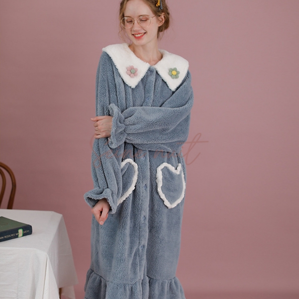 Nouveau Pyjama Femme à Jupe Longue en Molleton d'hiver