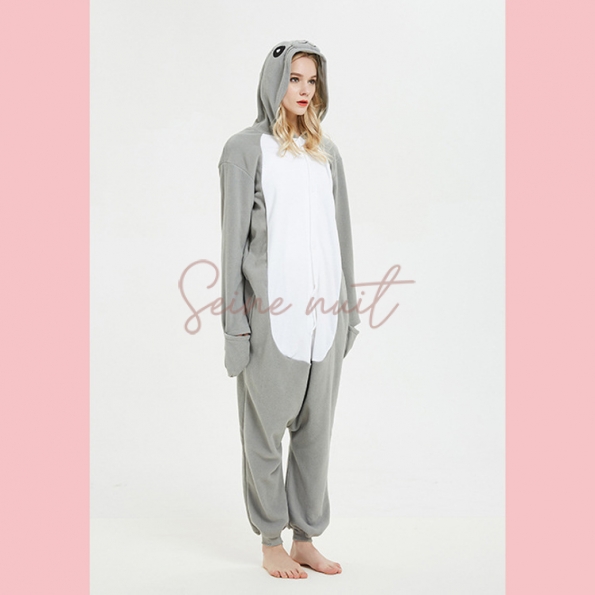 Combinaison Pyjama Mignon de Bande Dessinée de Phoque Gris