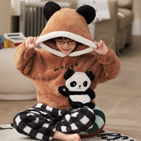 Pyjama Ado Garçon Panda Marron