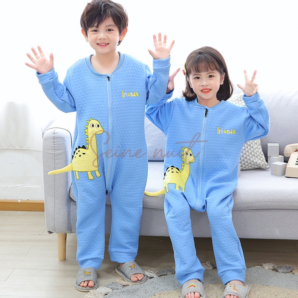 Pyjama Combinaison Enfant Dinosaure Jaune Bleu