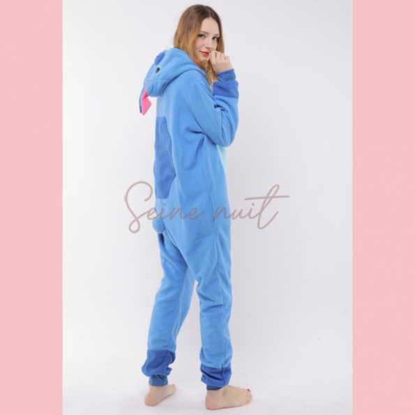 Combinaison Pyjama Stitch à Capuche Rose Bleu Dessin Animé