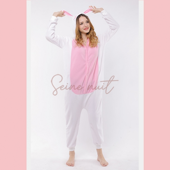 Combinaison Pyjama Petit Lapin Blanc Dessin Animé