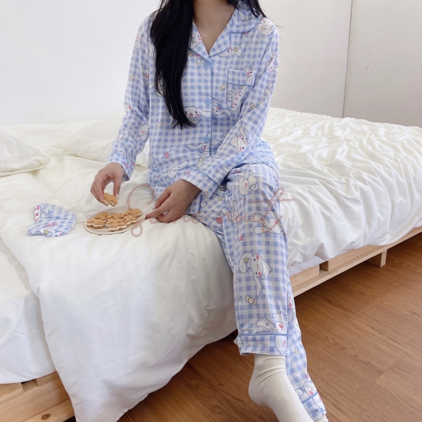 Pyjama Disney Femme Chien à la Cannelle Bleu Plaid