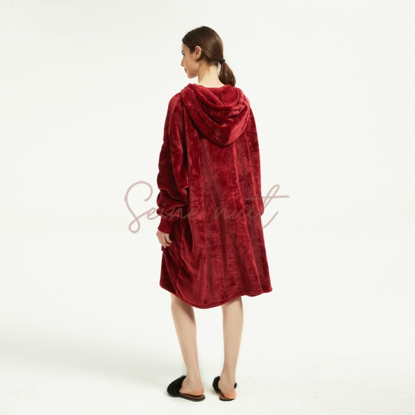Pull Couverture Polaire Vin Rouge