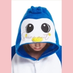 Combi Pyjama Pingouin Bleu Gris Dessin Animé