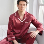 Pyjama Homme Eté en Soie Rouge