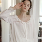 Pyjama Femme Coton à Revers Blanc