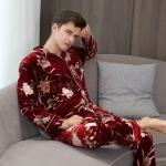 Pyjama Velours Pivoine Vin Rouge