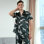Pyjama Homme Blanc Zèbre Vert Foncé