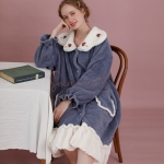 Pyjama Femme Polaire Chaud Manches Longues Petit Champignon en Molleton
