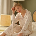 Ensemble Pyjama Satin Imprimé Fleuri