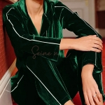Pyjama en Velours Femme Vert