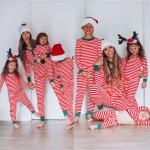 Ensemble de Pyjama Noël Famille à Rayures Décontractée