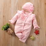 Nouveau Pyjama Bébé une Pièce Décontracté en Coton Rose