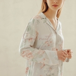 Ensemble Pyjama Satin Femme à Revers à Grandes Fleurs