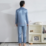 Pyjama Homme Eté 100% Soie de Mûrier Bleu Gris