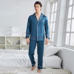Pyjama Homme Eté en Soie Bleu Gris