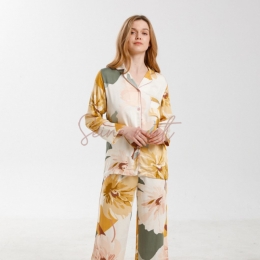 Ensemble Pyjama Satin Femme Imprimé à l'encre