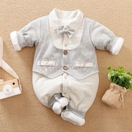 Pyjama Bébé une Pièce Epaissie Automne et Hiver Gentleman
