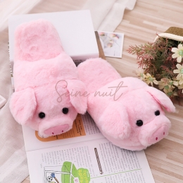 Pantoufles en Peluche Cochon Rose Automne et Hiver