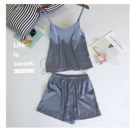 Pyjama Sexy Femme Ample Deux Pièces de Couleur Unie