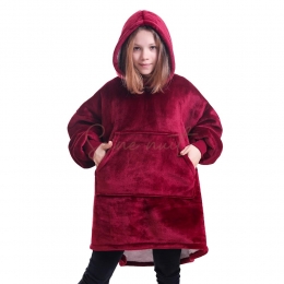 Sweat Plaid A Capuche Vin Rouge