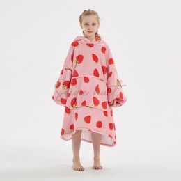 Sweat Plaid A Capuche Fond de Teint Fraise