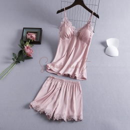 Ensemble de Pyjama Rose en Polyester pour Femmes