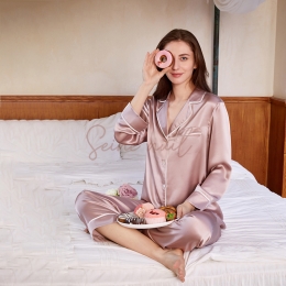 Nouveau Pyjama Soie Femme Rose Pur