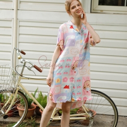 Chemise de Nuit en Satin Rose Ours Mignon