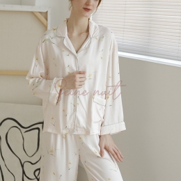 Ensemble Pyjama Satin de Lys Jaune Vintage