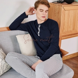 Pyjama Homme Hiver Bleu Marine