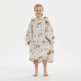 Sweat Plaid A Capuche Gris Clair