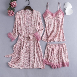 Ensemble Pyjama Sexy Femme Trois Pièces pour le Printemps et l'Automne