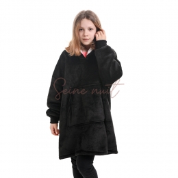 Sweat Plaid A Capuche Noir Enfant