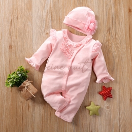 Nouveau Pyjama Bébé une Pièce Décontracté en Coton Rose