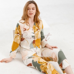 Pyjama Satin Femme Imprimé Style Encre