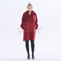 Sweat Plaid Adulte Geant Vin Rouge