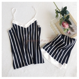 Pyjama Deux Pièces Simple à Rayures