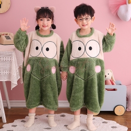 Pyjama Enfant Grenouille aux Grands Yeux Flanelle Vert